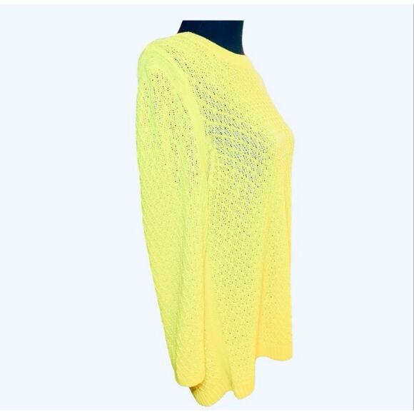 Talbots Yellow Open-Knit Crewneck Sweater | Fall Layering Essential - Picture 2 of 15